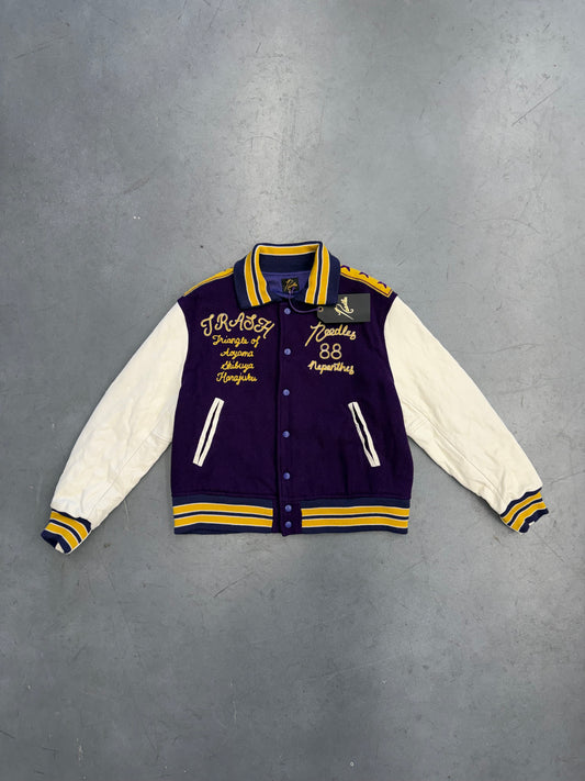 NEEDLES LETTERED WOOL MELTON JACKET - PURPLE