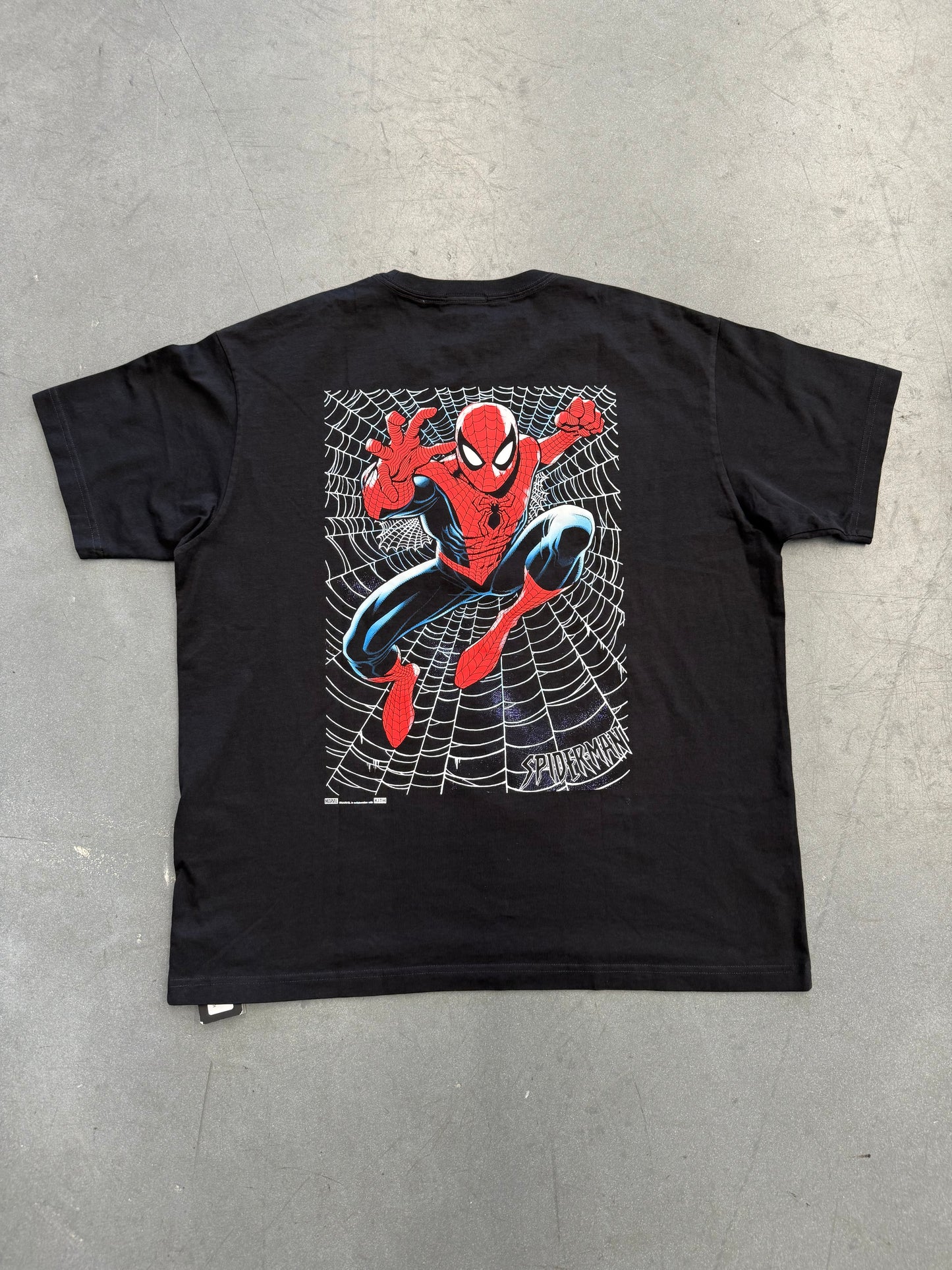 KITH X SPIDER-MAN WEB LOGO TEE - BLACK (NWT)