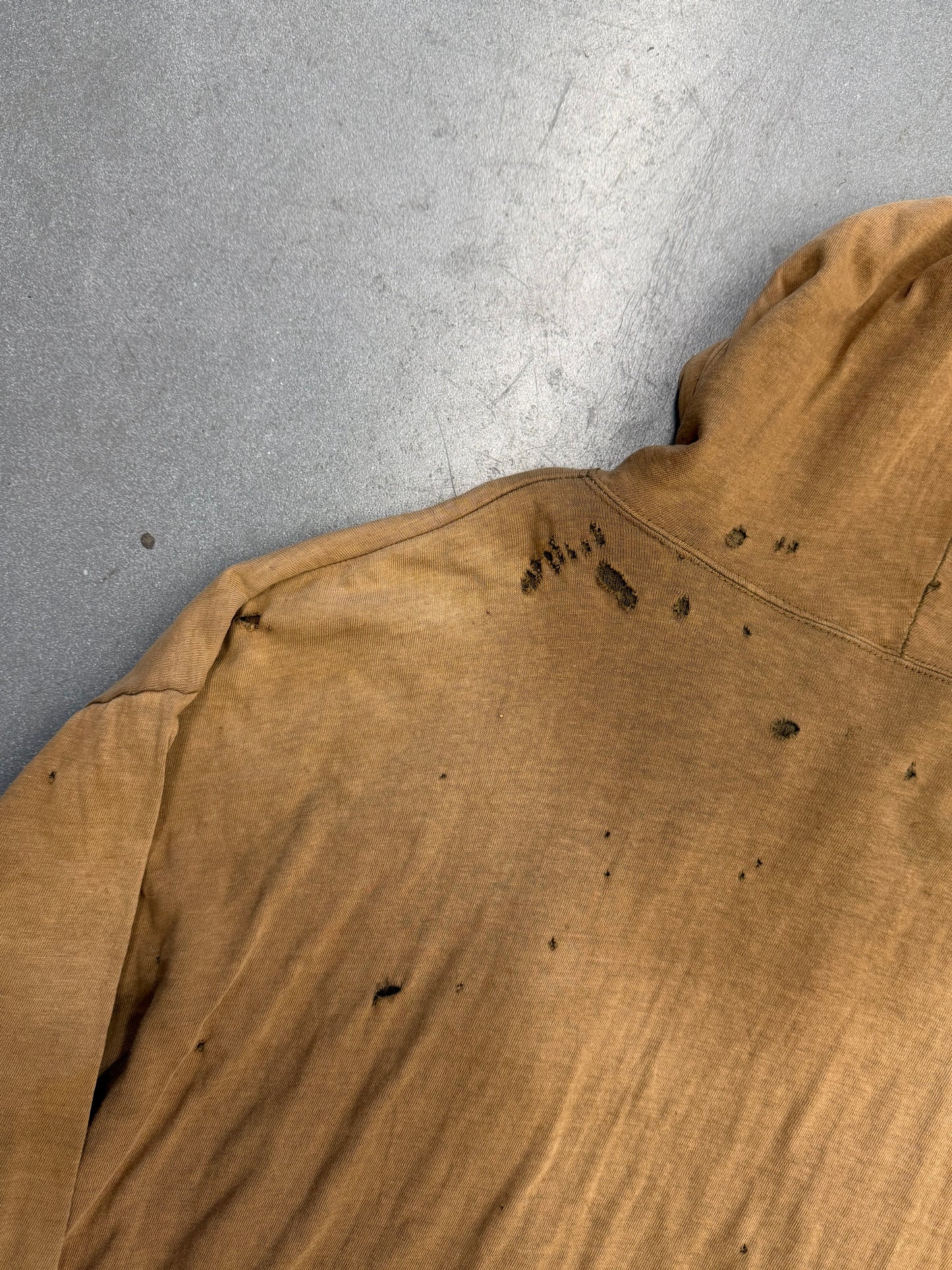 1950'S THRASHED SELVEDGED WAFFLE LINE ZIP UP HOODIE