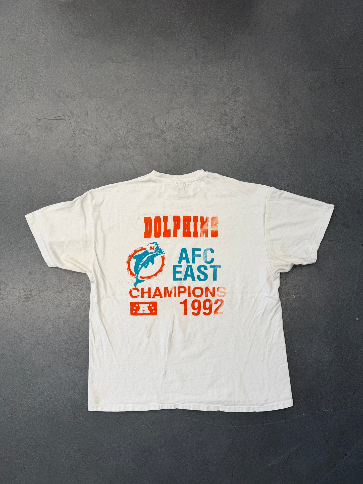 1992 MIAMI DOLPHINS AFC CHAMPIONS TEE (HANES BEEFY-T TAG)