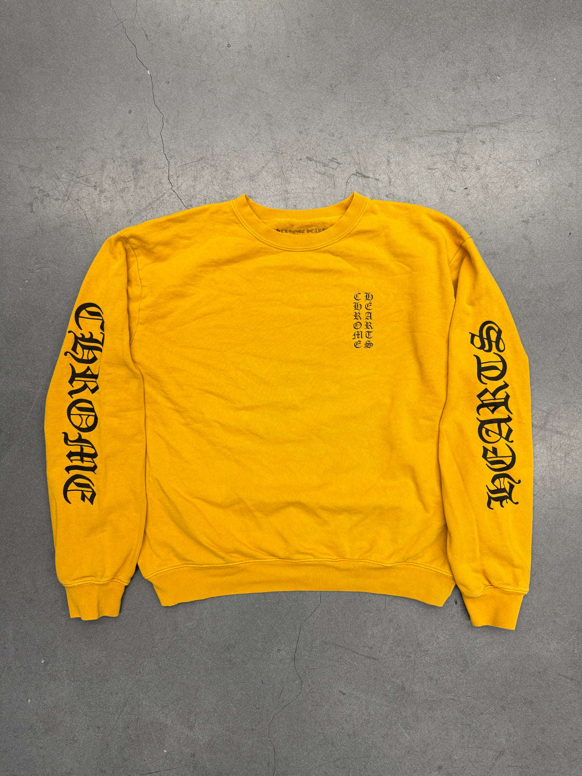 CHROME HEARTS VERTICAL LOGO CREWNECK SWEATER - MUSTARD/BLACK