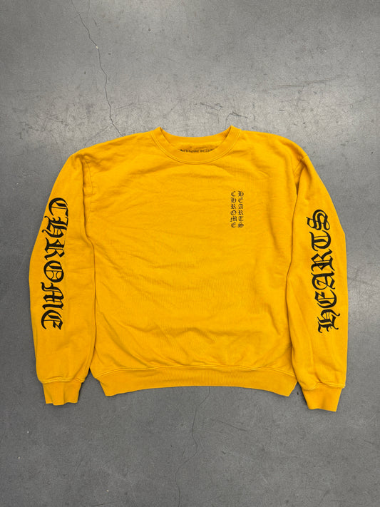 CHROME HEARTS VERTICAL LOGO CREWNECK SWEATER - MUSTARD/BLACK