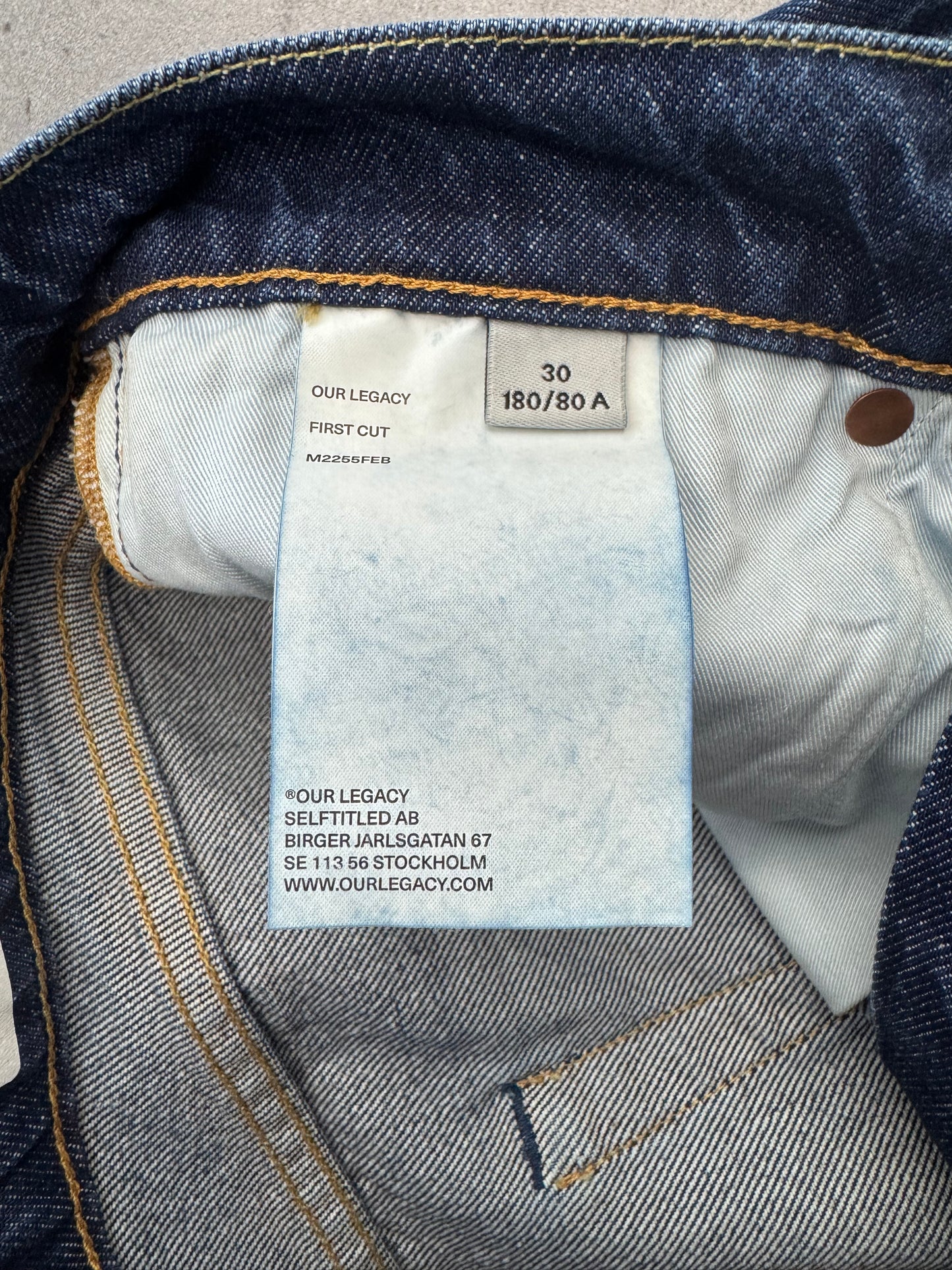 AW22 OUR LEGACY STRAIGHT-LEG CUT DENIM JEANS - SIZE 30