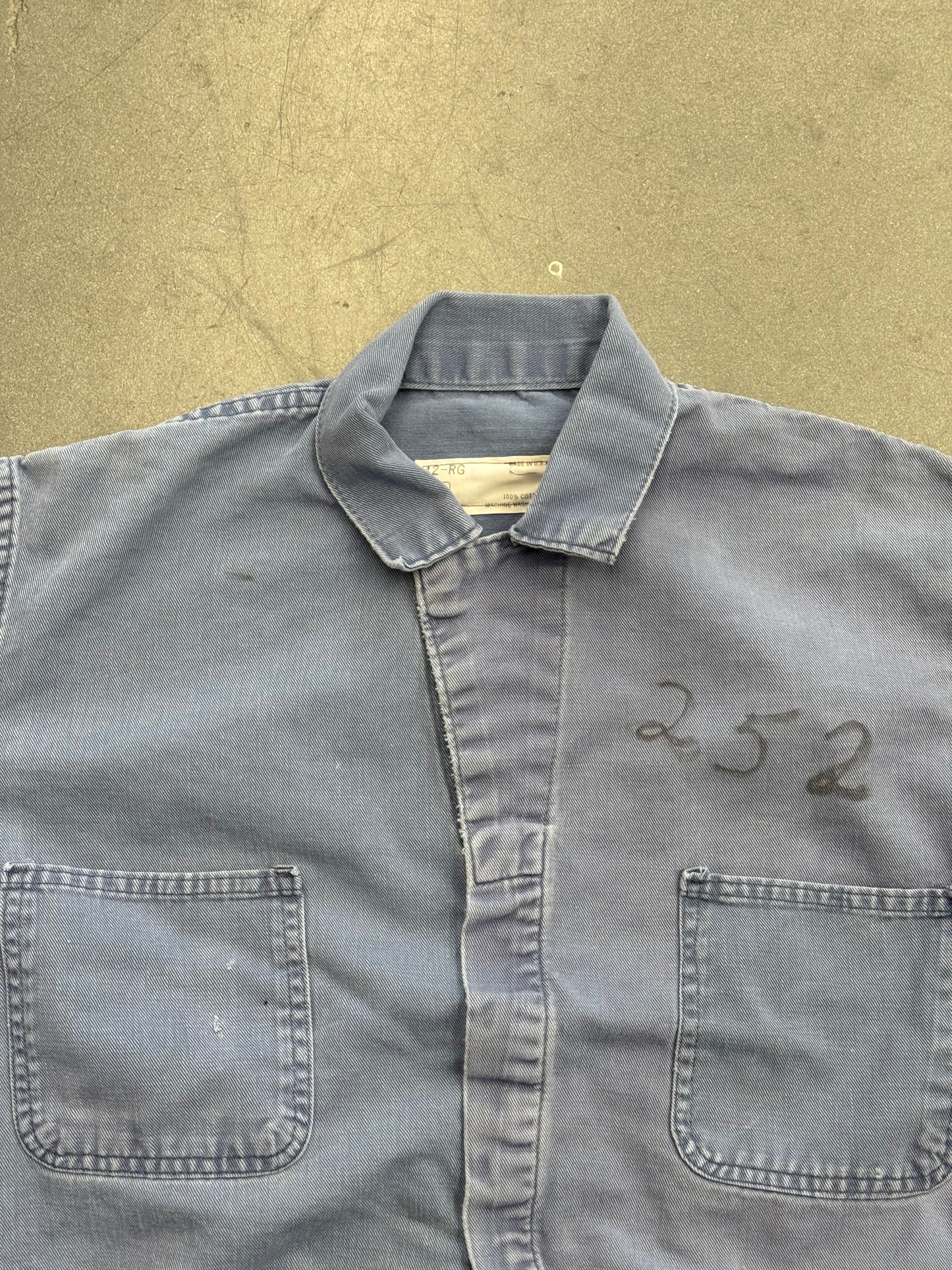 70'S DENIM BUTTON UP COVERALL CROPPED JACKET (MADE IN U.S.A TAG)