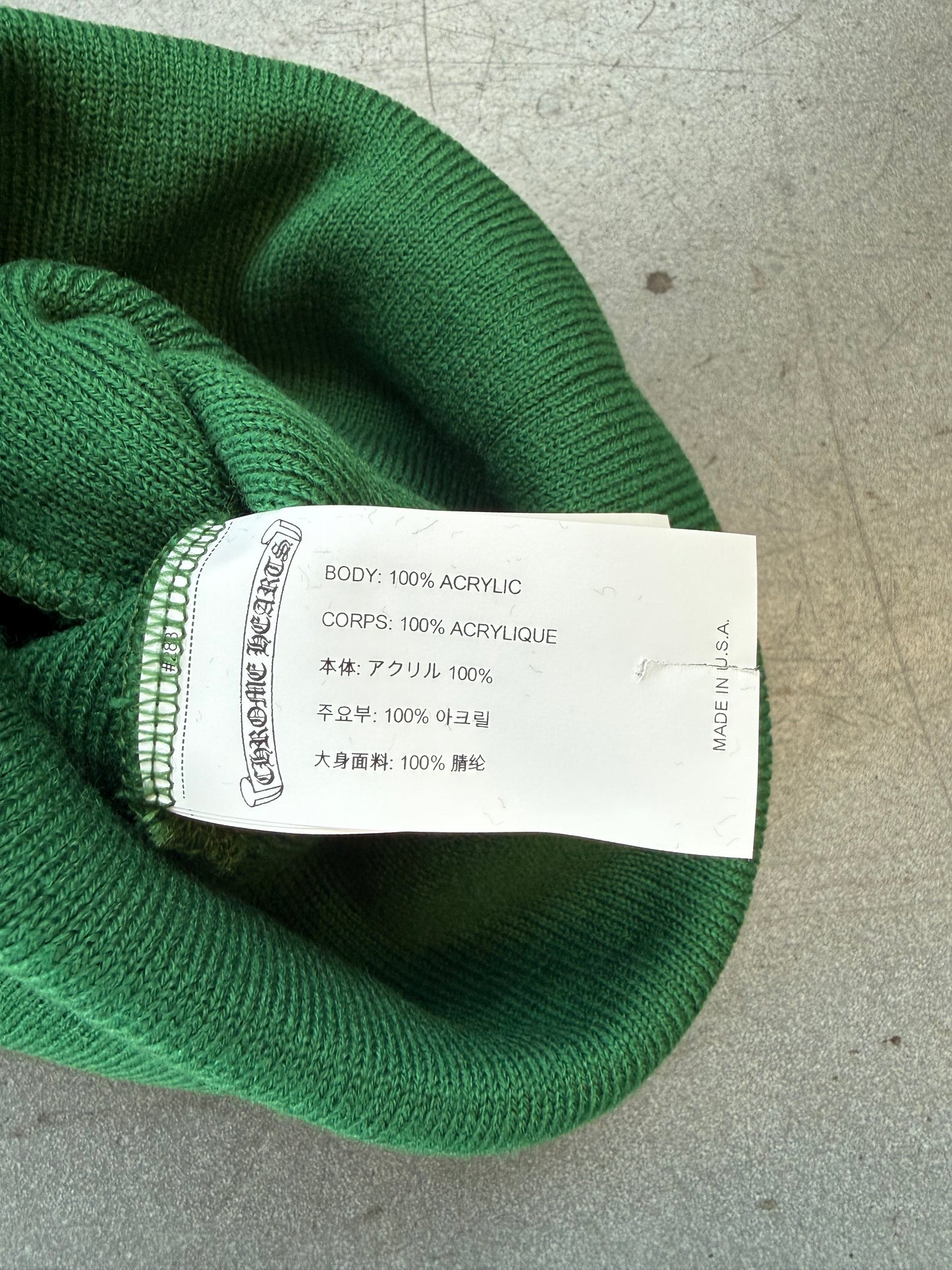 CHROME HEARTS WATCH CAP CH BEANIE - GREEN/YELLOW
