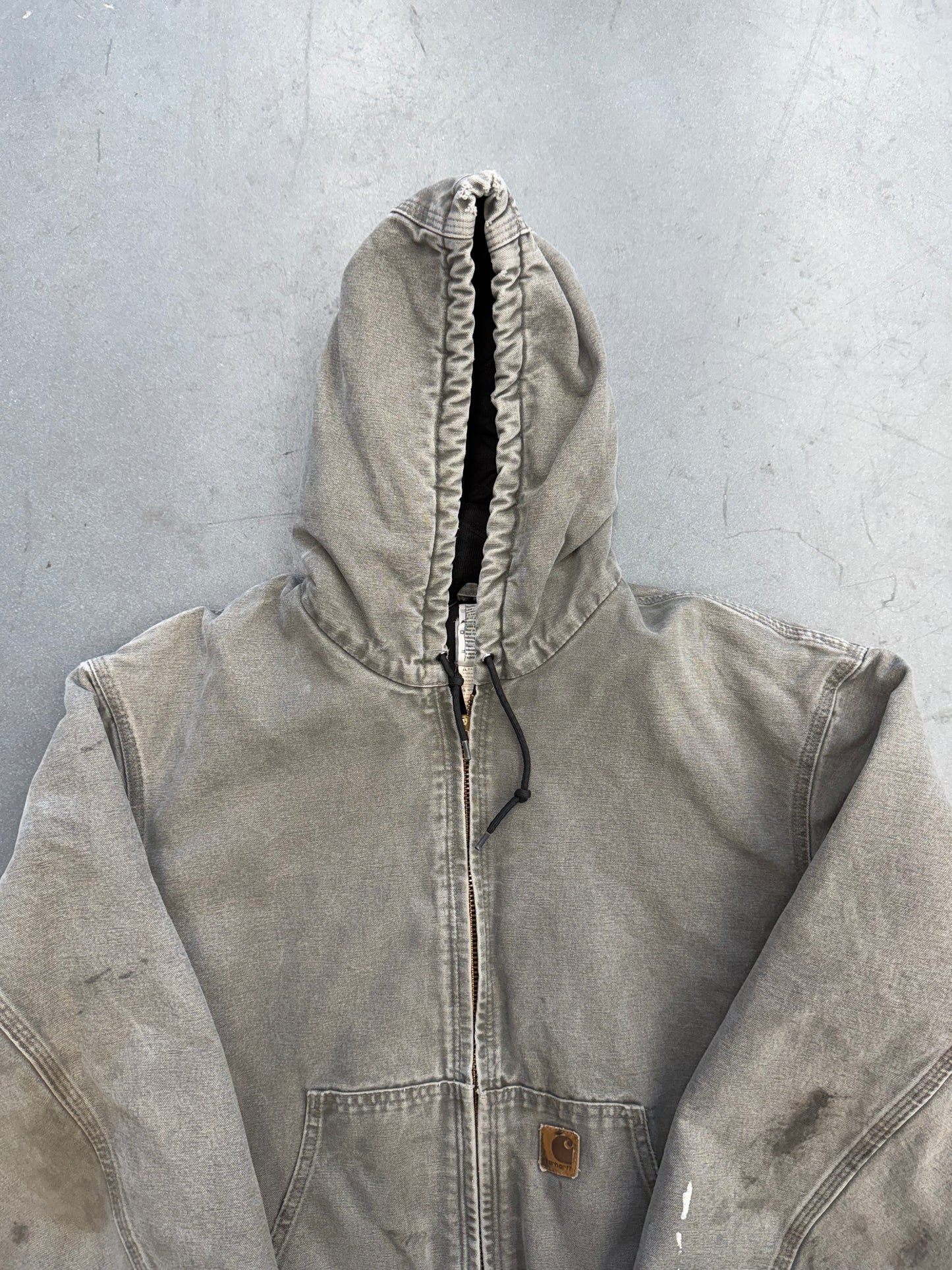 2000'S CARHARTT INSULATED CANVAS HOODIE (BROKEN ZIPPER) - GRAY (J142SAG XL)