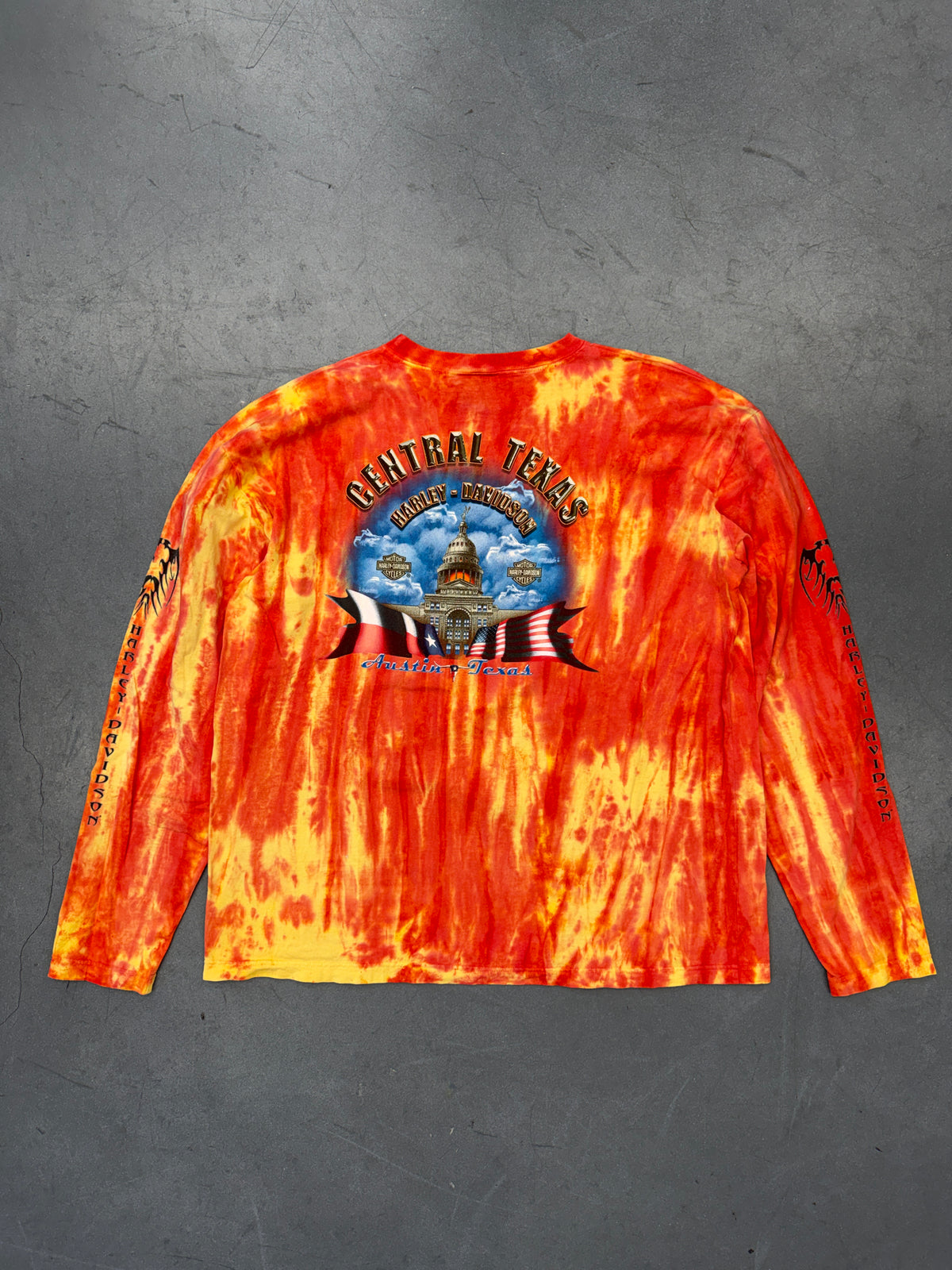 00'S HARLEY-DAVIDSON TRIBAL LONG SLEEVE TIE-DYE TEE (HARLEY-DAVIDSON TAG)