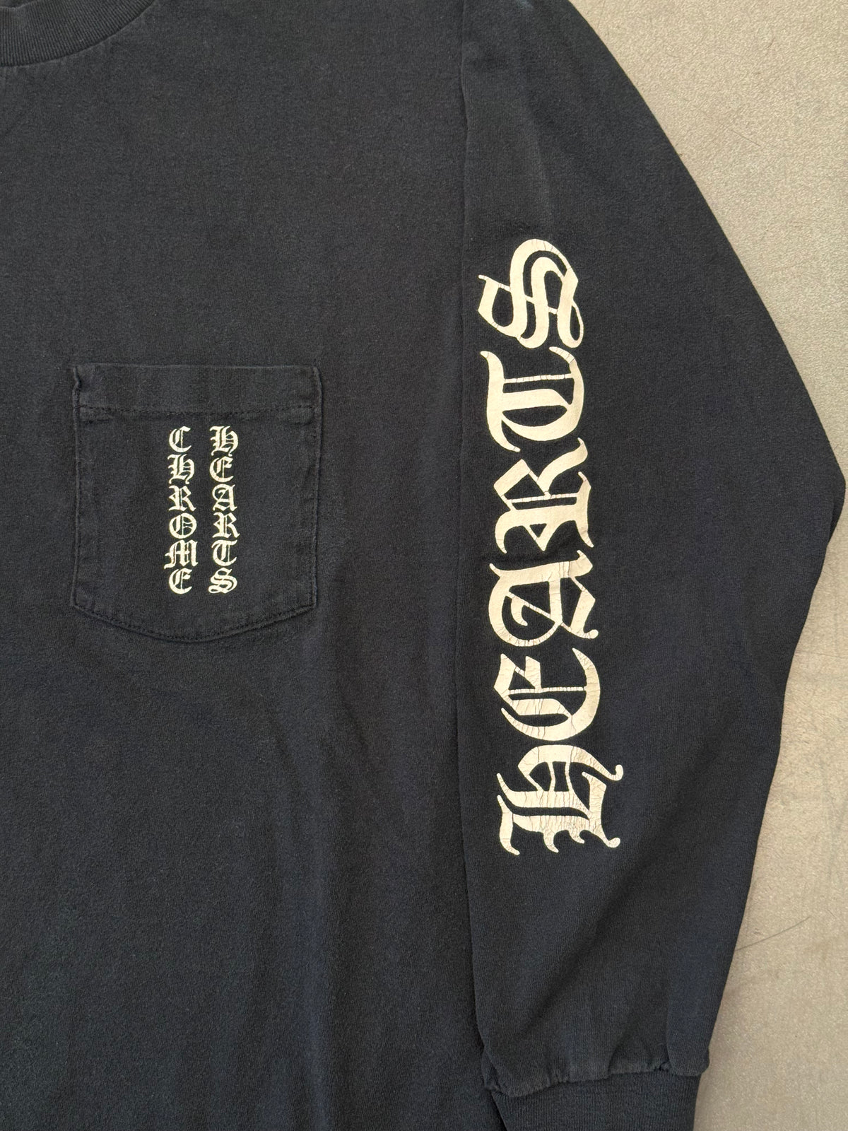 EARLY '90S CHROME HEARTS FIRST-BATCH VERTICAL LOGO LONG SLEEVE POCKET TEE (BELTON TAG)