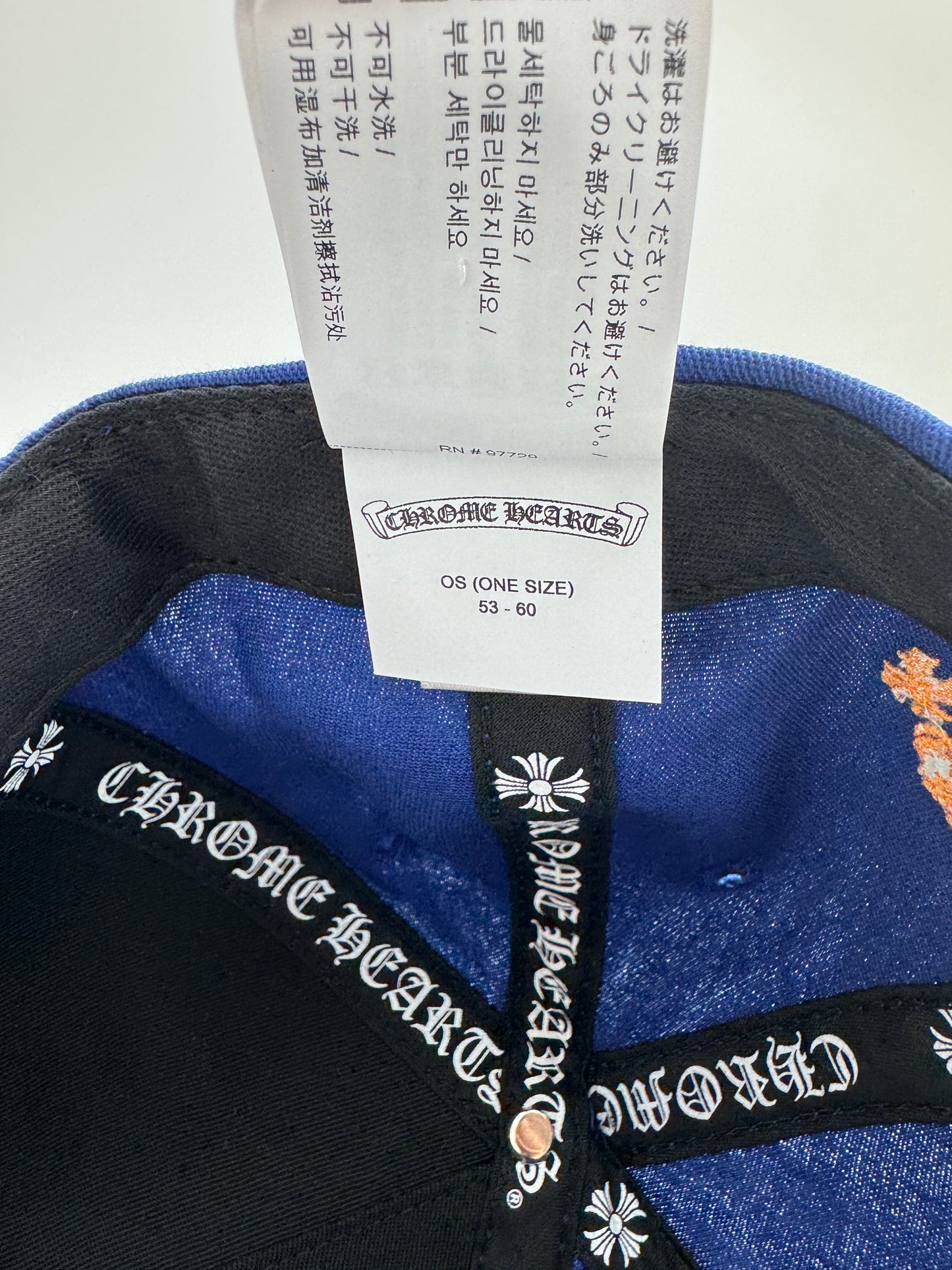 CHROME HEARTS BASEBALL 5 PANEL CAP CH HAT - BLUE/ORANGE (NEW)