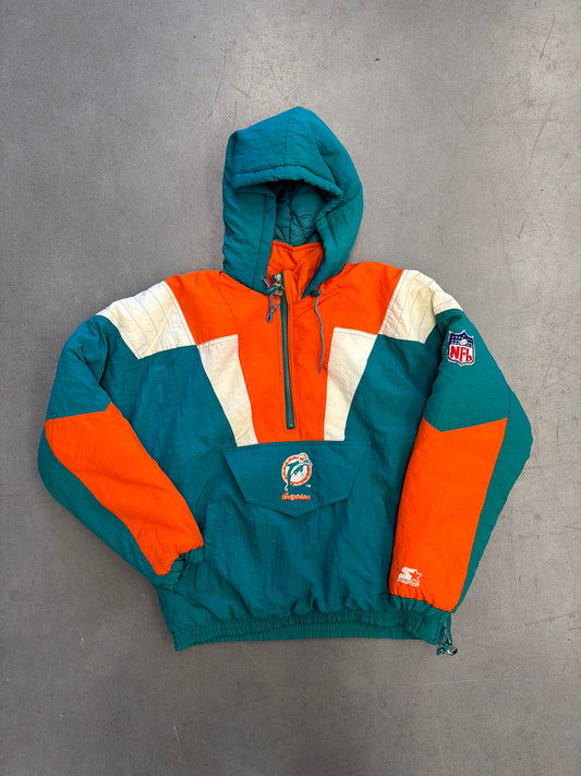 90S STARTER MIAMI DOLPHINS 1/4 ZIP PUFFER JACKET (STARTER PRO LINE TAG)