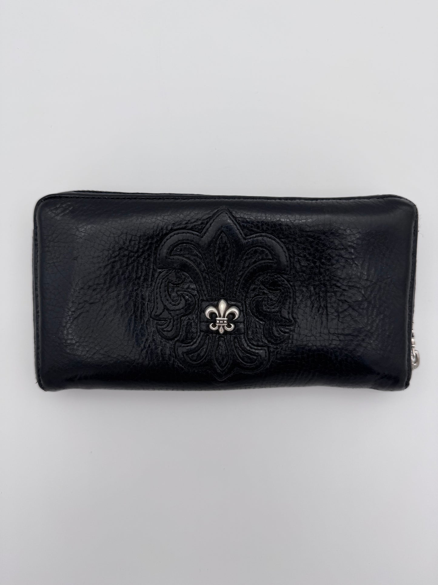 CHROME HEARTS FLEUR PATCH LEATHER LONG WALLET