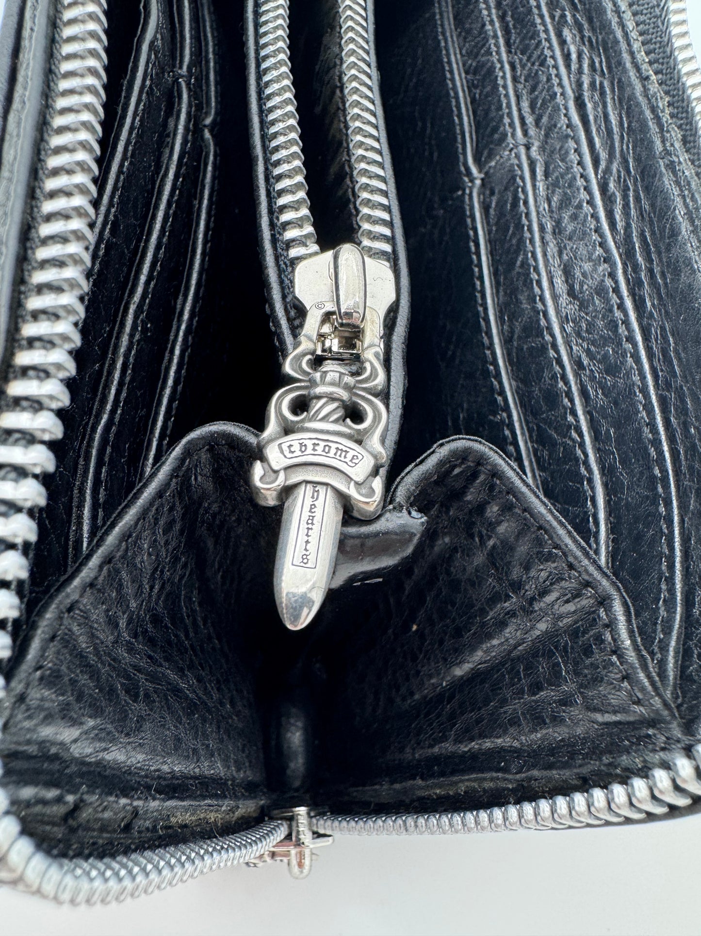 CHROME HEARTS FLEUR PATCH LEATHER LONG WALLET