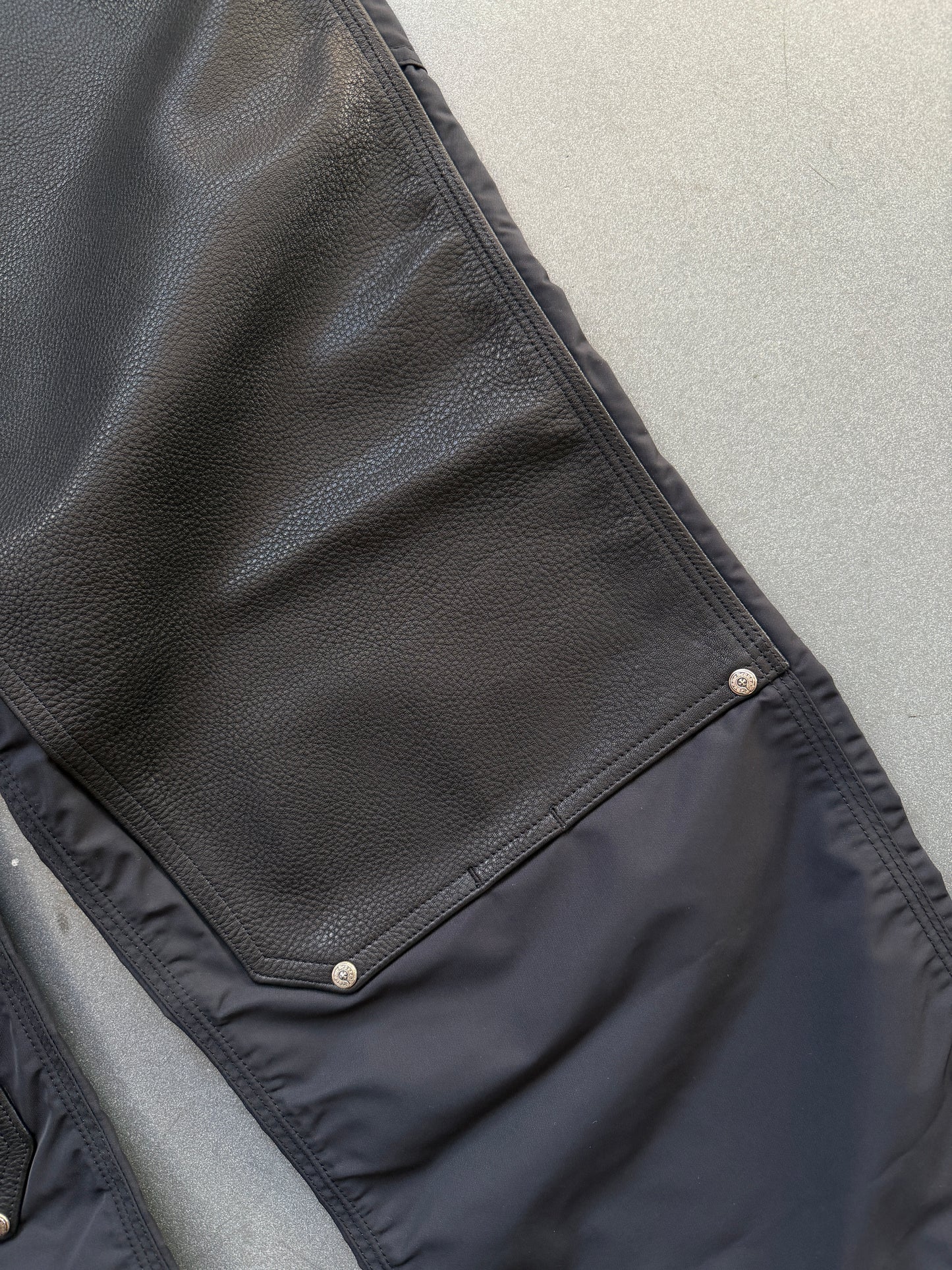 CHROME HEARTS CARPENTER DOUBLE KNEE NYLON/LEATHER PANTS (36)