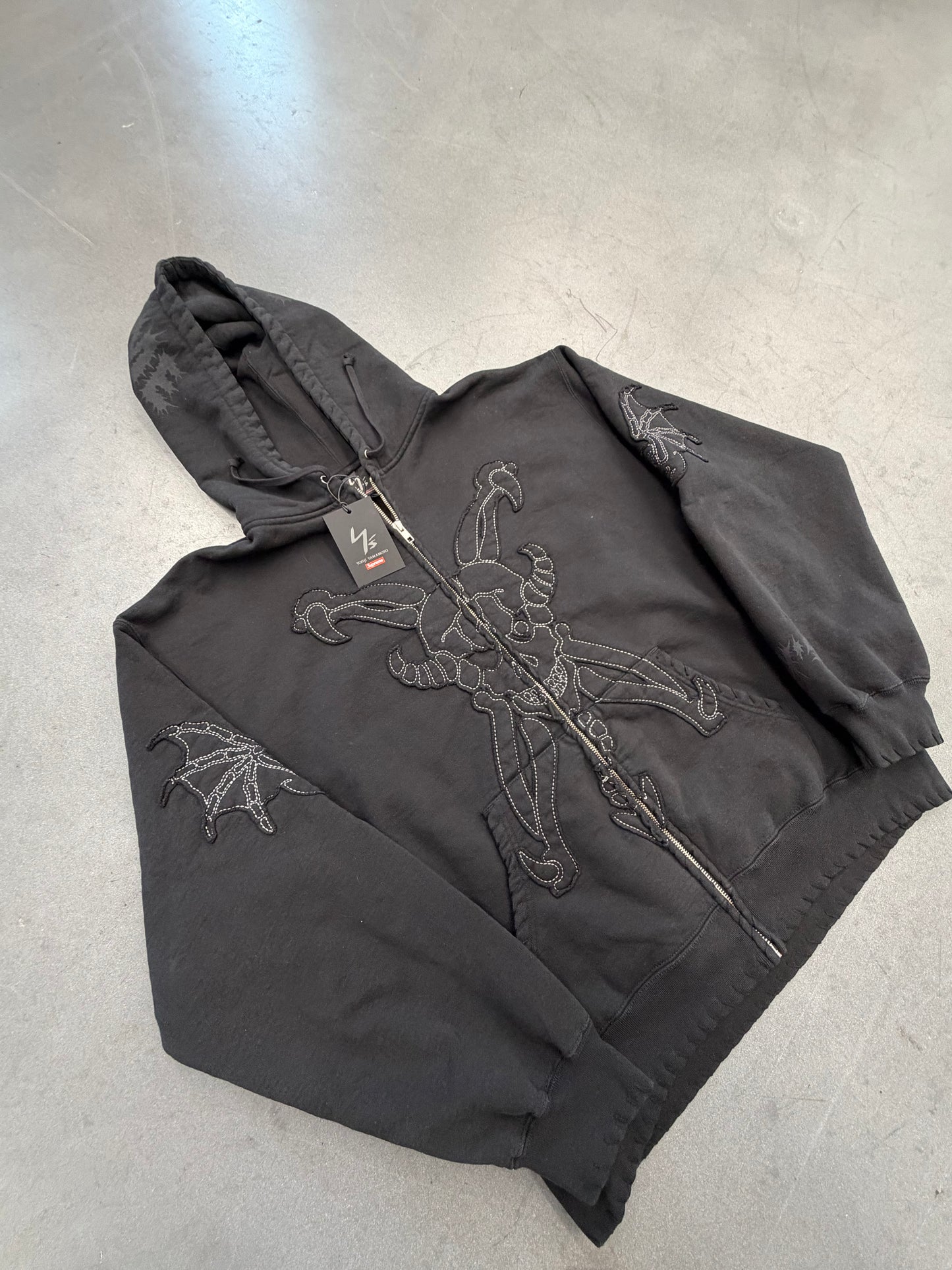 FW25 SUPREME X Y'S BY YOHJI YAMAMOTO ZIP UP HOODED SWEATSHIRT - BLACK (XL)