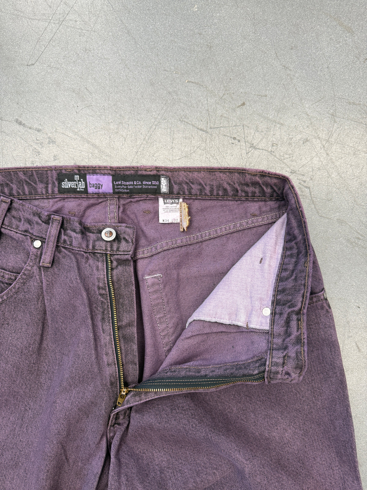 90S LEVI'S SILVERTAB BAGGY JEANS - PURPLE DYE (34X32)