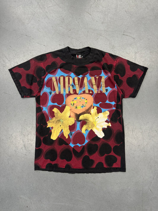 1993 NIRVANA HEART SHAPED BOX AOP FADED TEE (GIANT BY TULTEX TAG)
