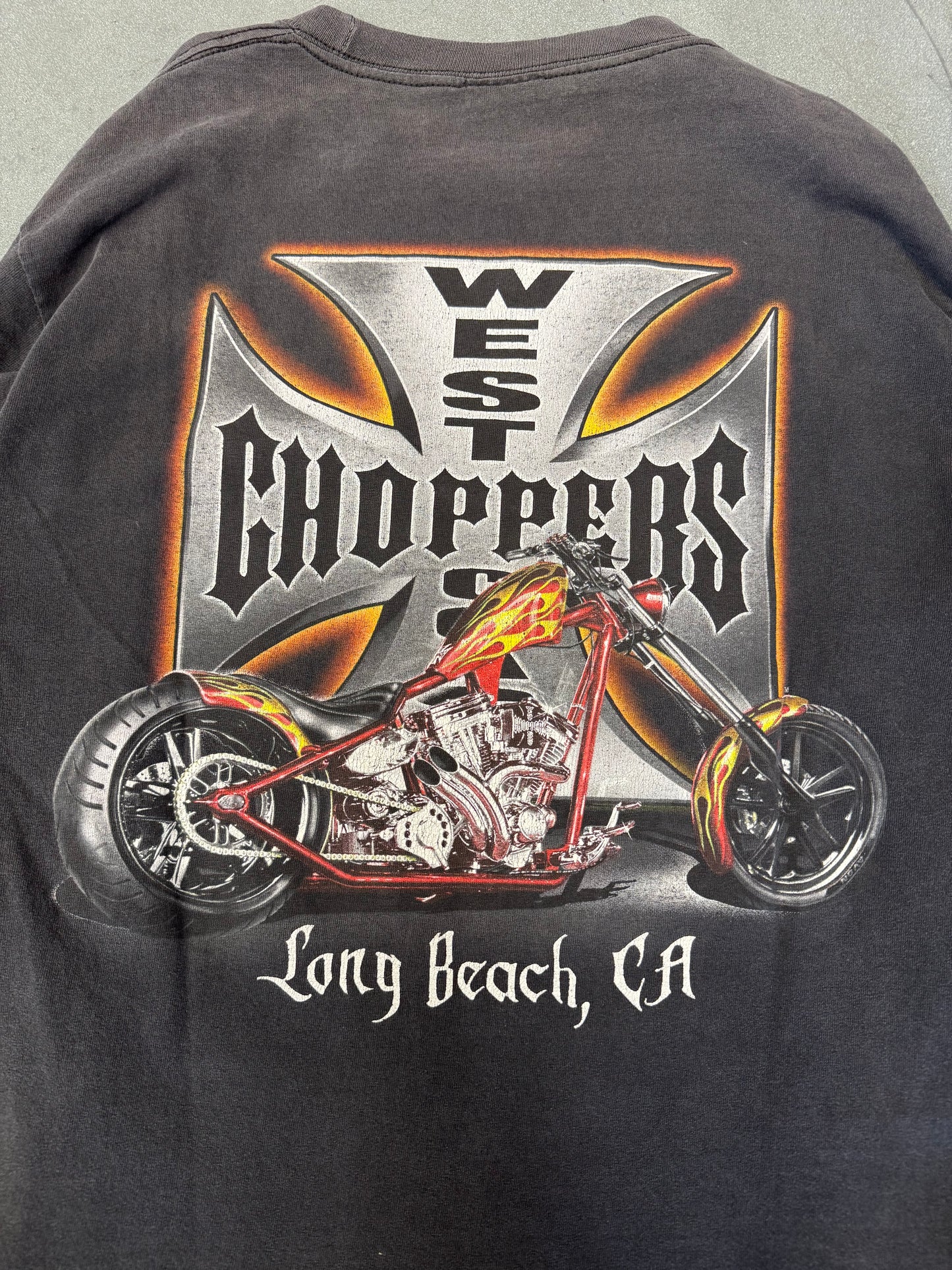 00S WEST COAST CHOPPERS REPEATED IRON CROSS LS TEE (JESSE WHO TAG) - M/L