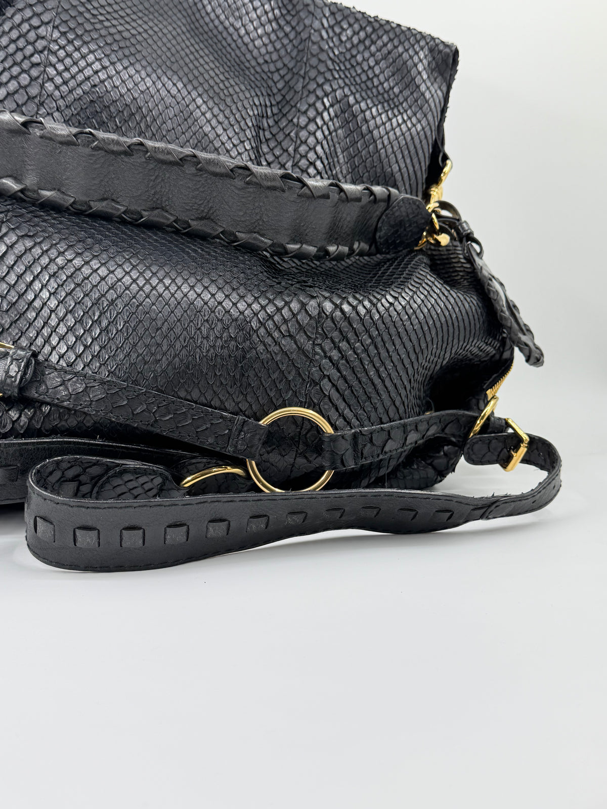 SS09 GUCCI DARWIN LARGE CONVERTIBLE BACKPACK CARRYALL - BLACK GENUINE PYTHON