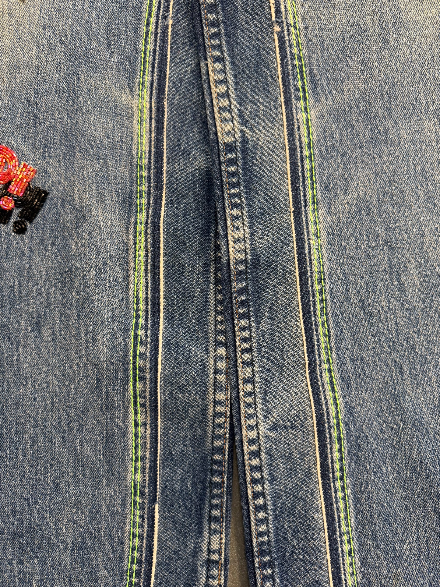 BETTER WITH AGE SHAM HAND-BEADED DOUBLE-WIDE DENIM