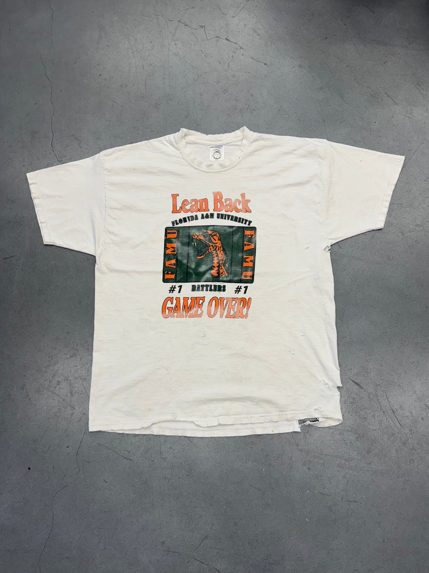 VINTAGE FLORIDA A&M UNIVERSITY RATTLERS LEAN BACK GAME OVER! TEE (JERZEES TAG)