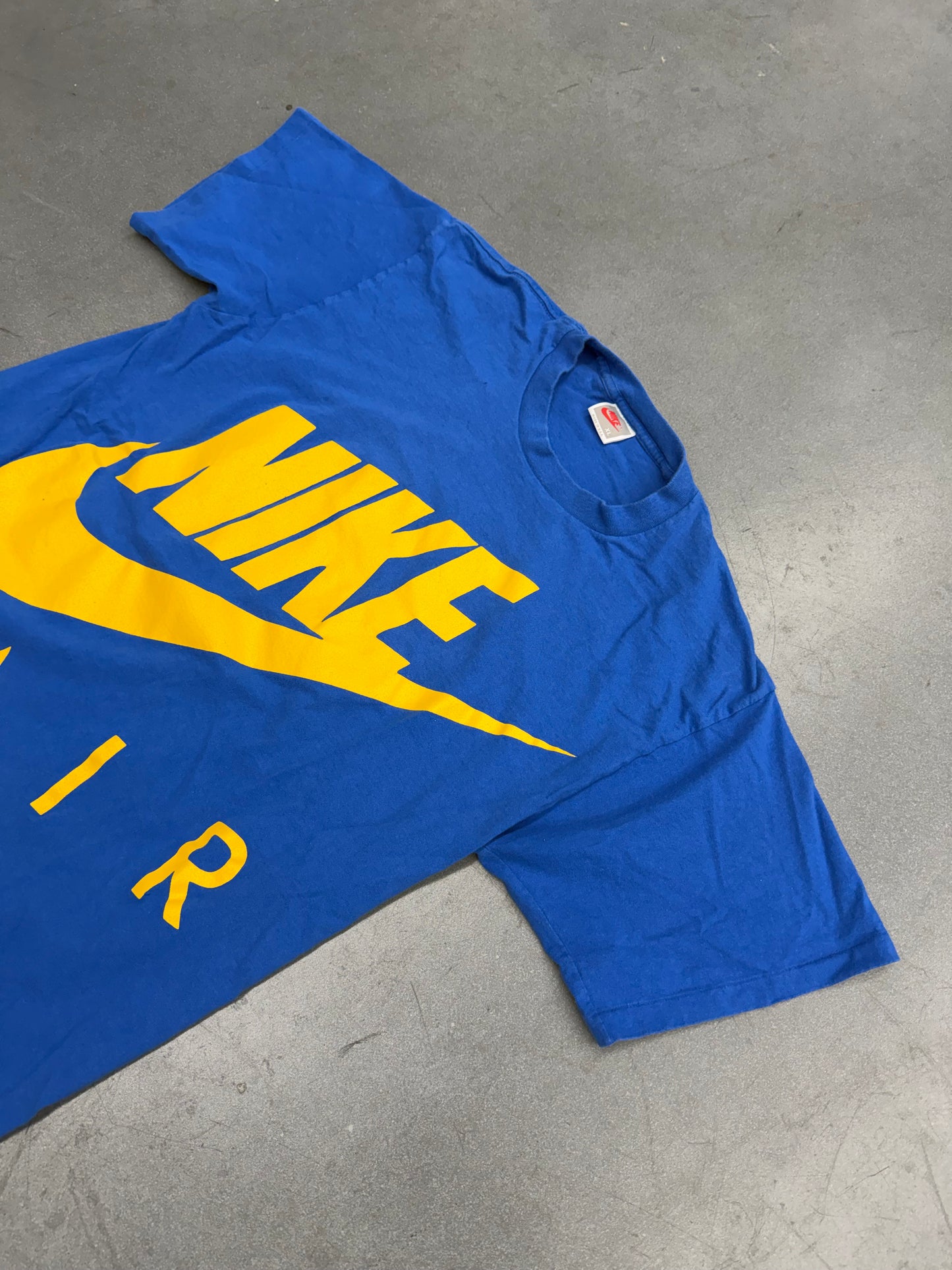 90S NIKE AIR YELLOW LOGO BLUE TEE (GREY/RED/WHITE TAG)