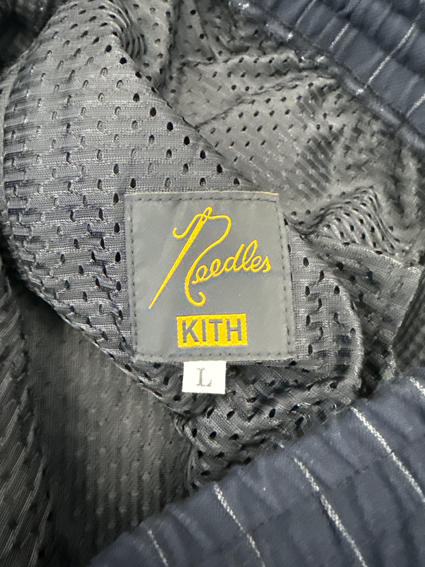 NEEDLES X KITH PINSTRIPE TRACK PANTS - BLUE