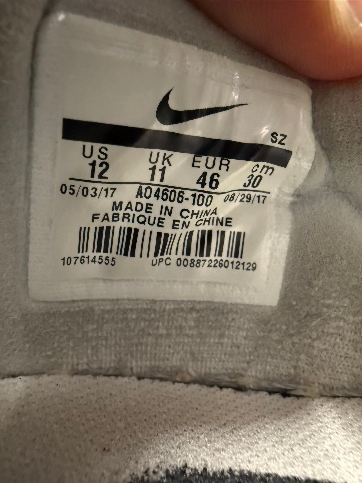 2017 SIZE 12 NIKE AIR FORCE 1 LOW - OFF-WHITE