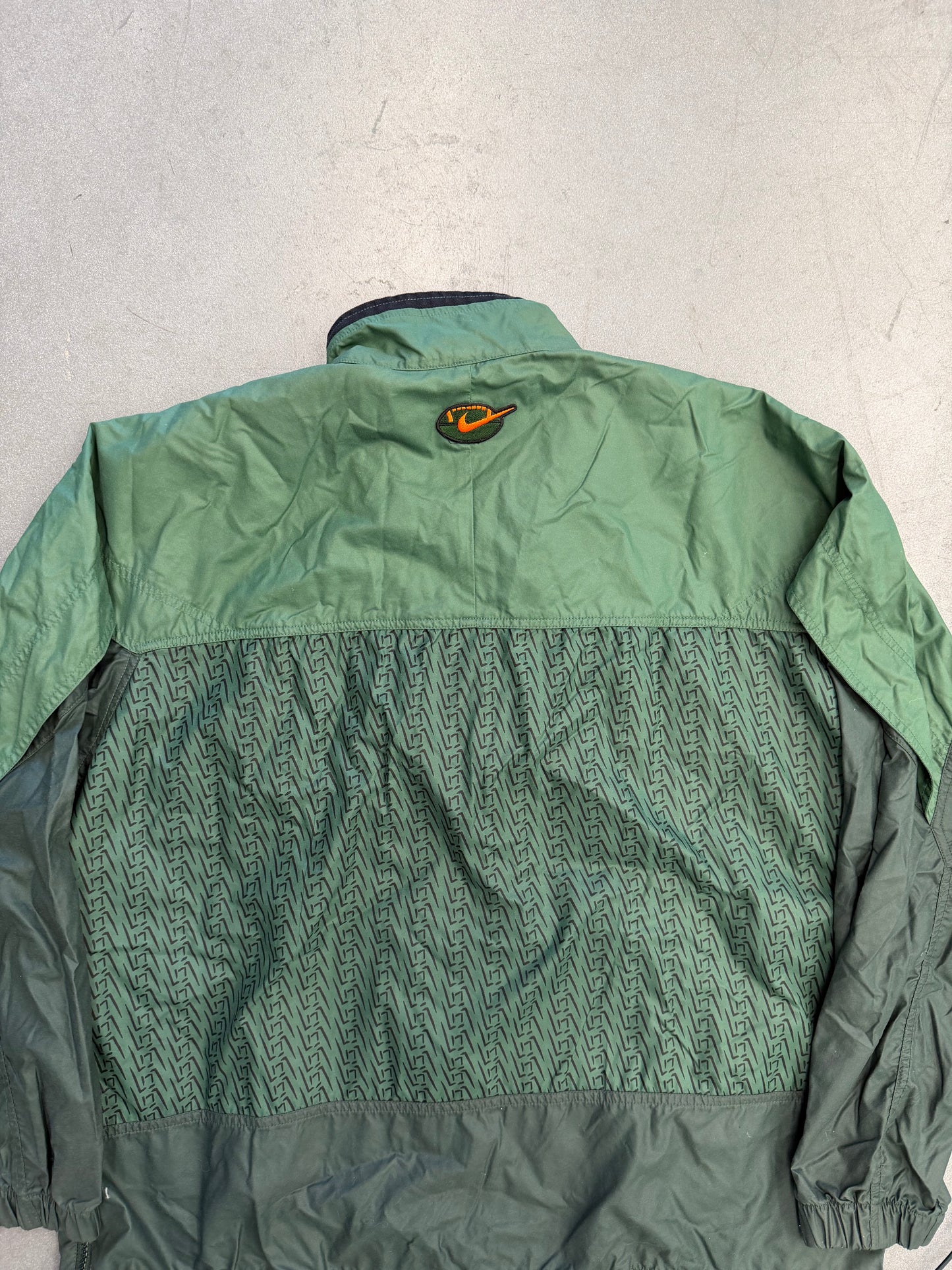 90S NIKE TEAM SPORTS UNIVERSITY OF MIAMI FOOTBALL HALF-ZIP WINDBREAKER JACKET