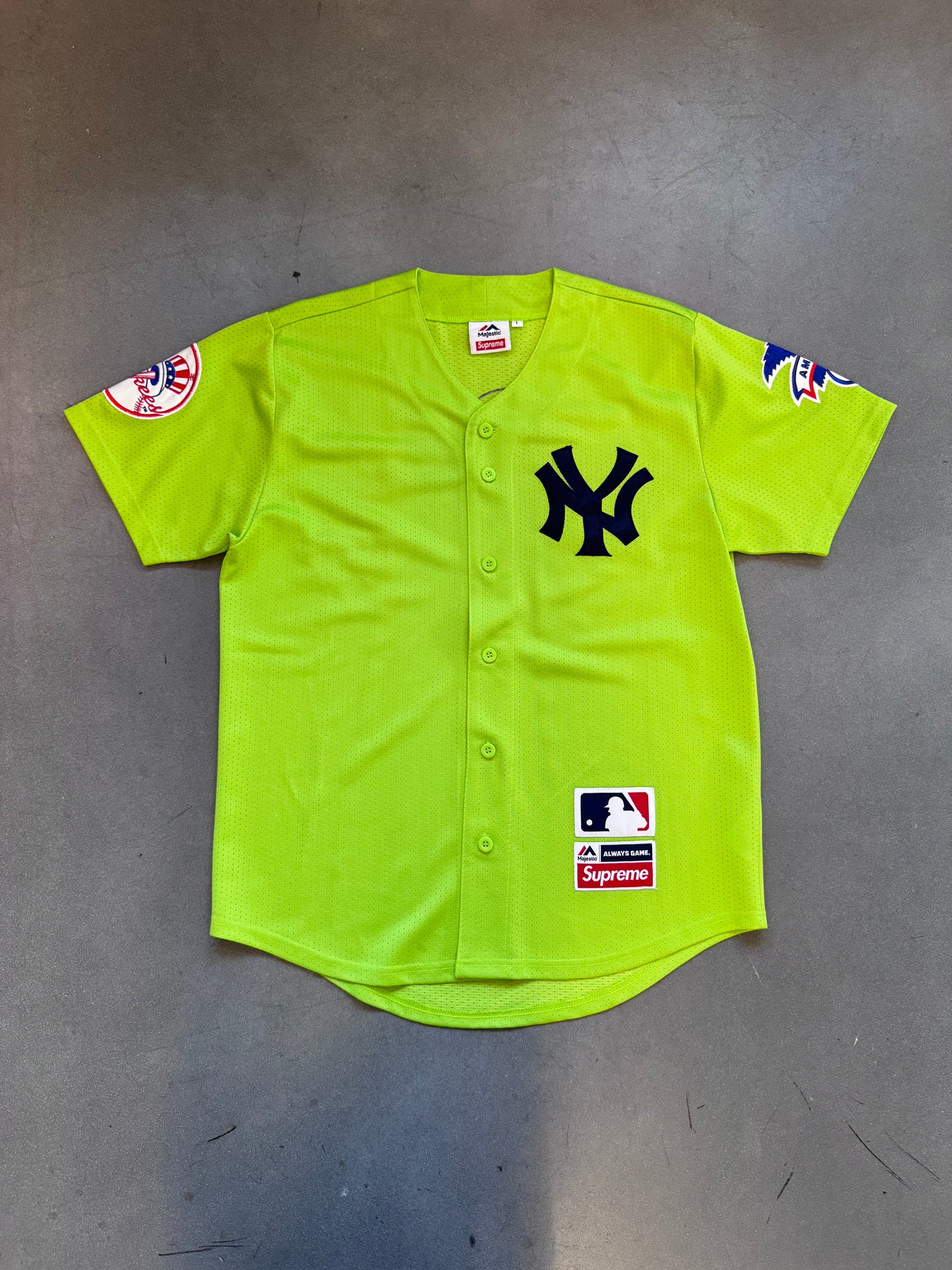 SS15 SUPREME YANKEES BASEBALL JERSEY LIME