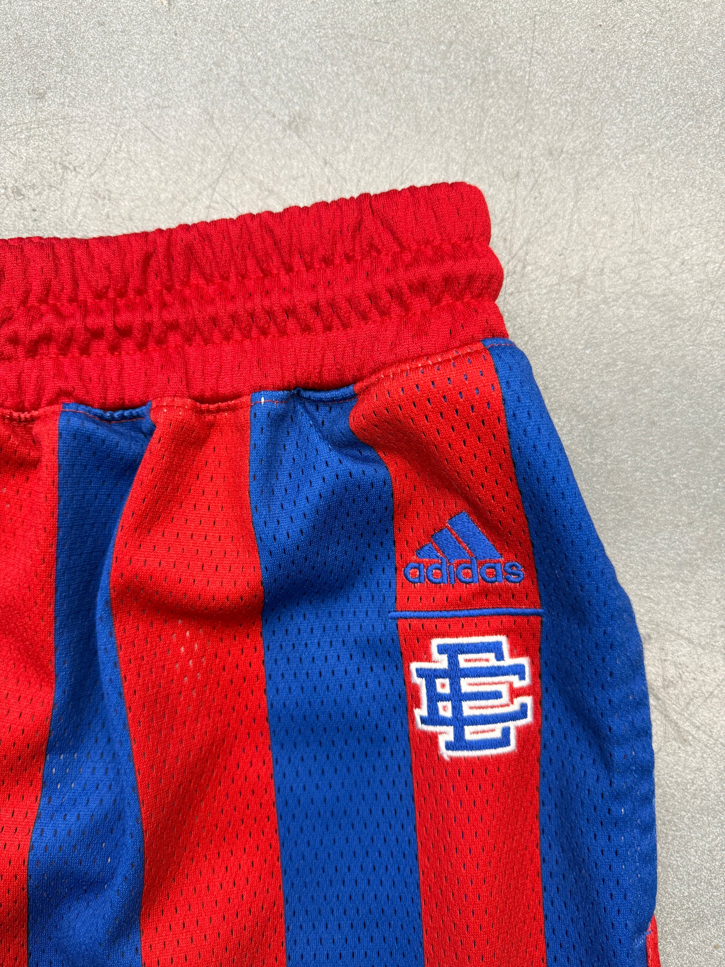 ERIC EMANUEL X ADIDAS UNIVERSITY OF KANSAS KU SOCCER SHORTS (XL)