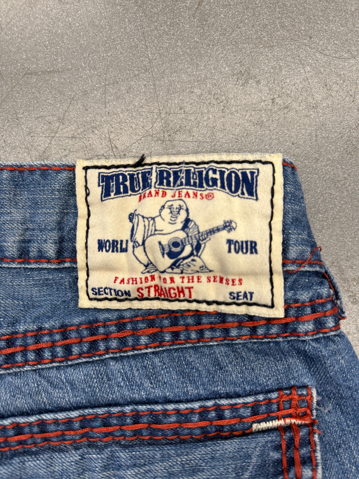 Y2K TRUE RELIGION STRAIGHT LEG RED-STITCH JEANS