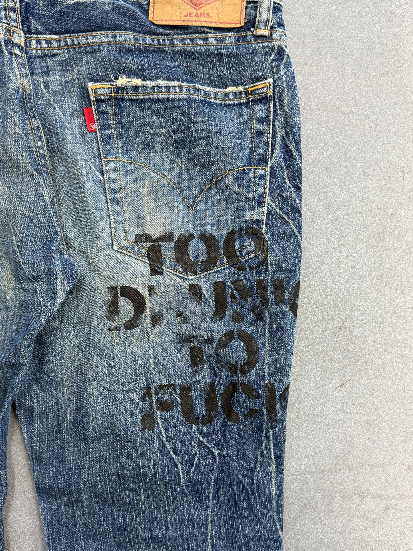 VINTAGE HYSTERIC GLAMOUR "TOO DRUNK TO FUCK" JEANS