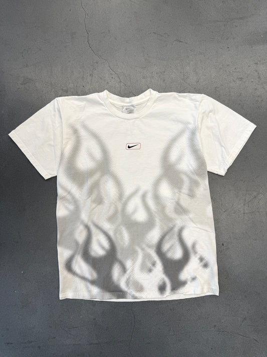 Y2K NIKE CENTER SWOOSH DIGI FLAME TEE - WHITE (GREY TAG)