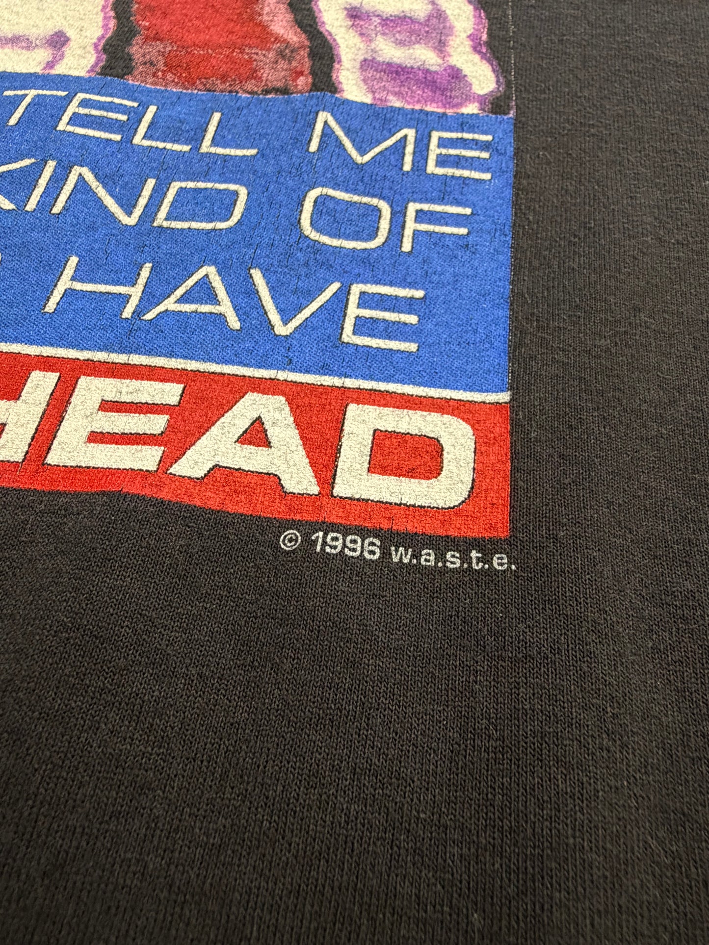 1996 RADIOHEAD DON'T TELL ME WHAT KIND OF DAY TO HAVE V NECK TEE (SOFFE SHIRTS TAG)