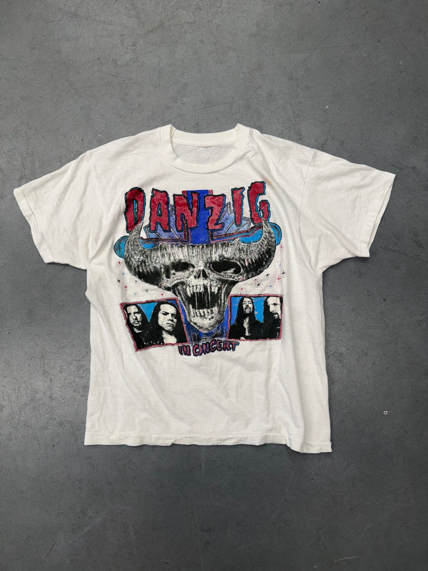 90S BOOTLEG DANZIG IN CONCERT "ON TOUR" SKULL TEE (CUT TAG)