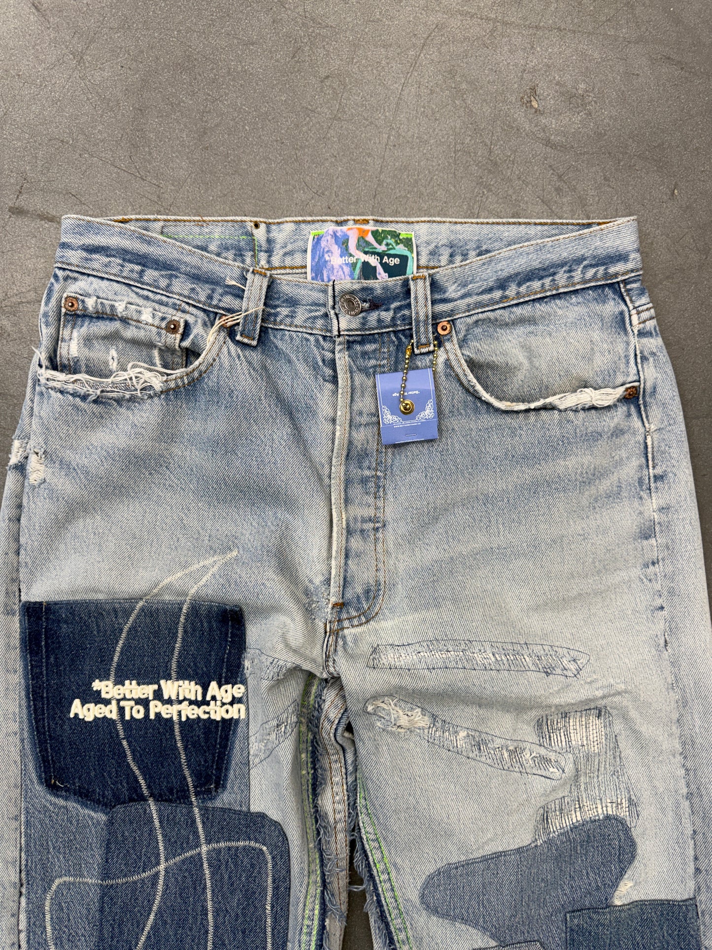 BETTER WITH AGE STERLING REPAIR DENIM TROUSER