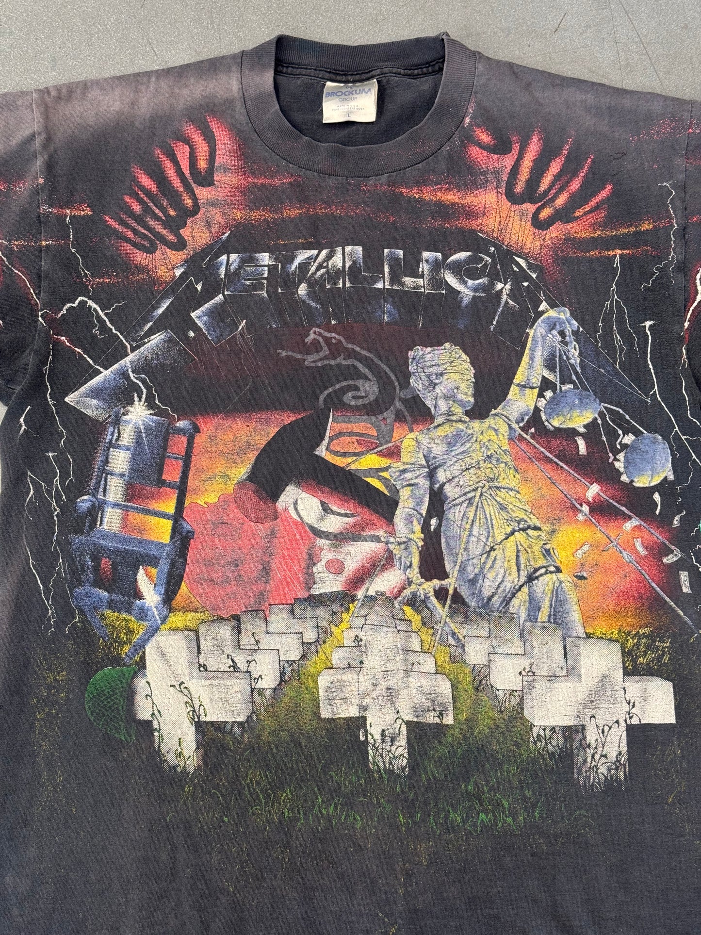 1991 METALLICA 5 ALBUM AOP TEE (SILVER BROCKUM TAG)