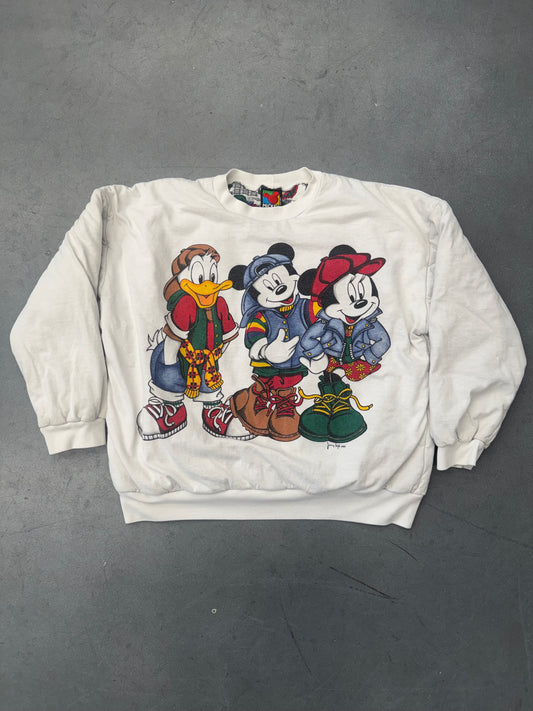 90S DISNEY REVERSIBLE PATCHWORK CREWNECK (MICKEY UNLIMITED TAG)