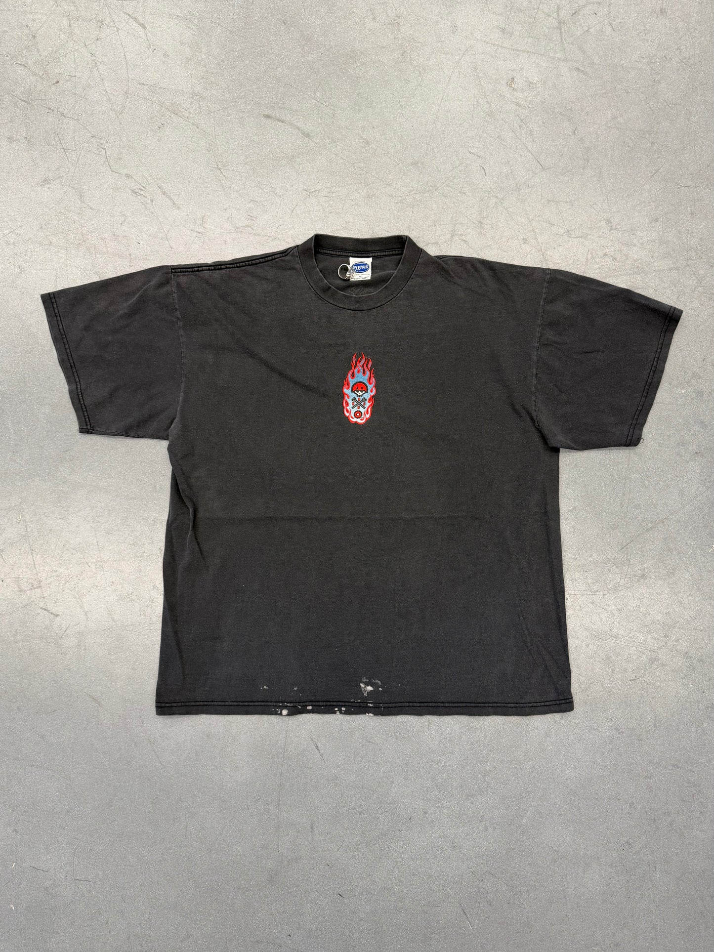 Y2K RAZOR SCOOTER FLAMING HELMET SKULL TEE (CYGNUS TAG)