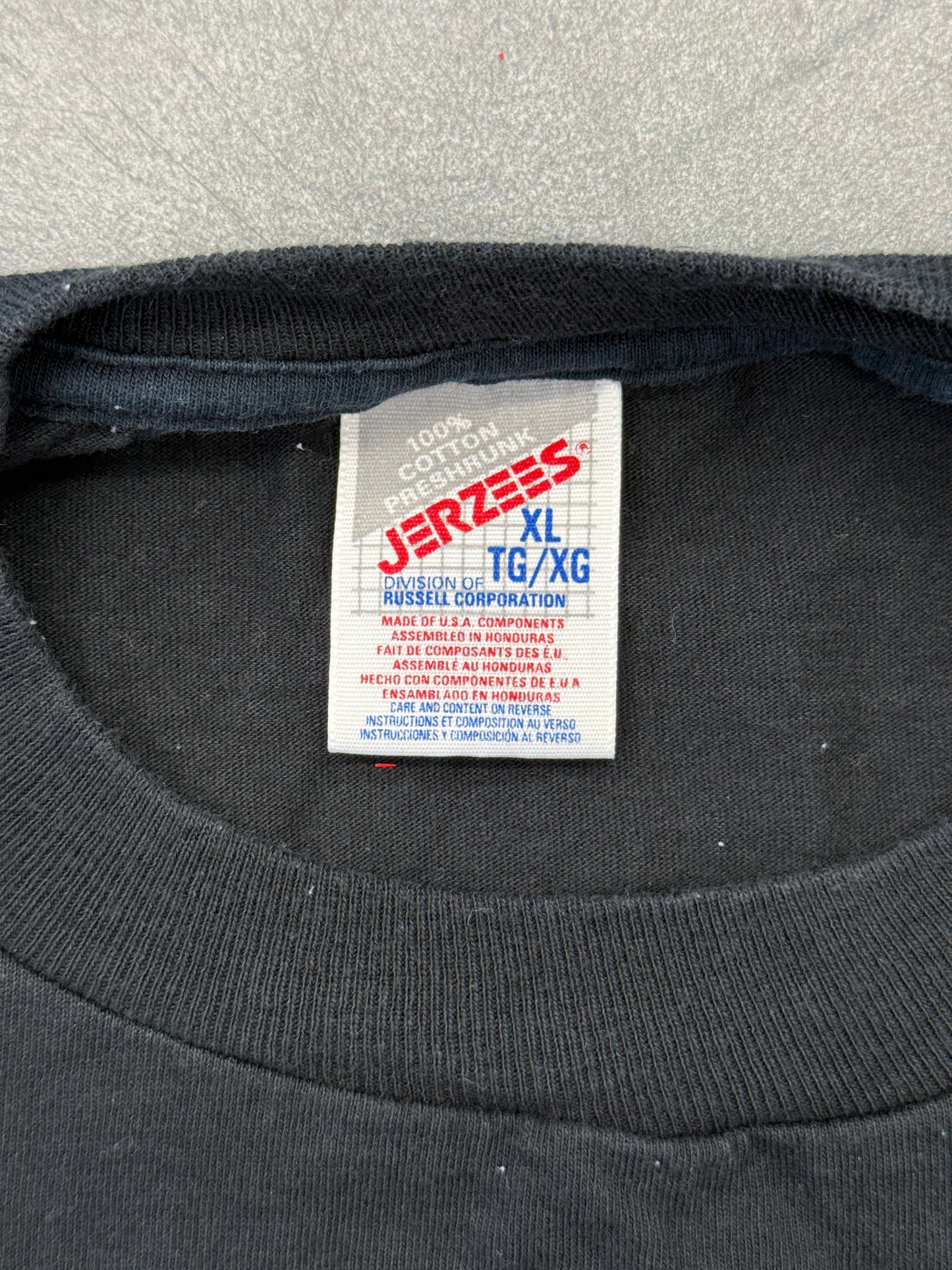 1997 LOGO 7 FLORIDA MARLINS WORLD SERIES CHAMPIONS HOME PLATE LOGO TEE (JERZEES TAG)