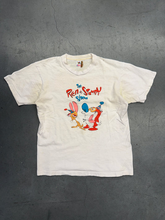 1991 THE REN & STIMPY SHOW NICKELODEON THRASHED TEE (FOTL TAG)