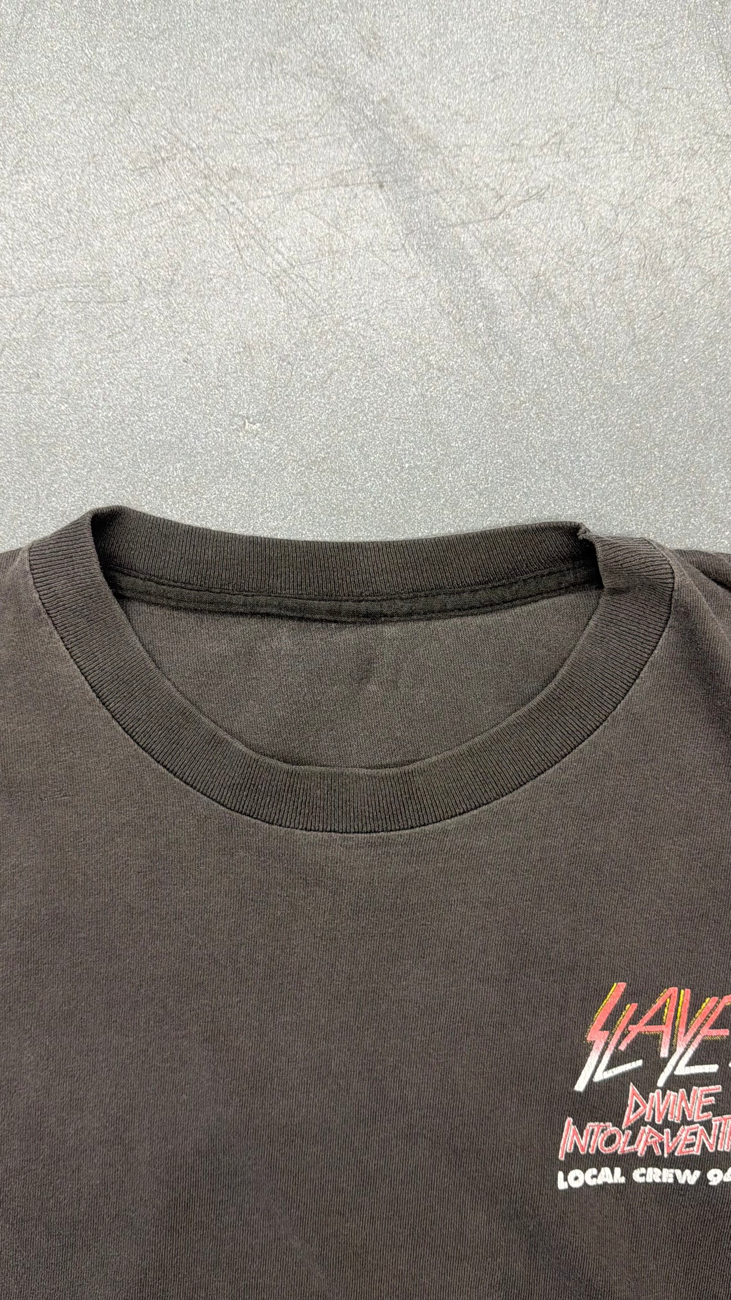 1994 SLAYER "DIVINE INTOURVENTION" LOCAL CREW 94/95 TEE (PULLED TAG)