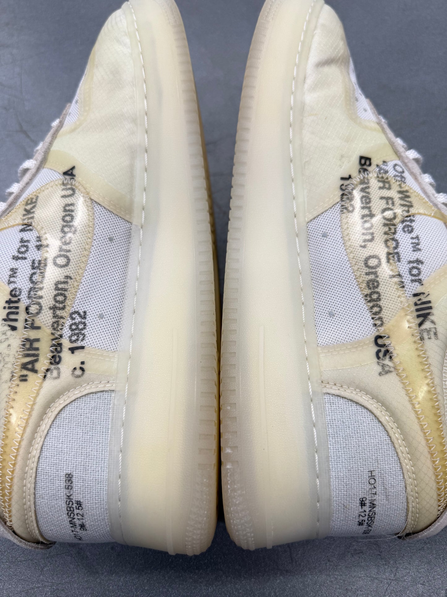 2017 SIZE 12 NIKE AIR FORCE 1 LOW - OFF-WHITE