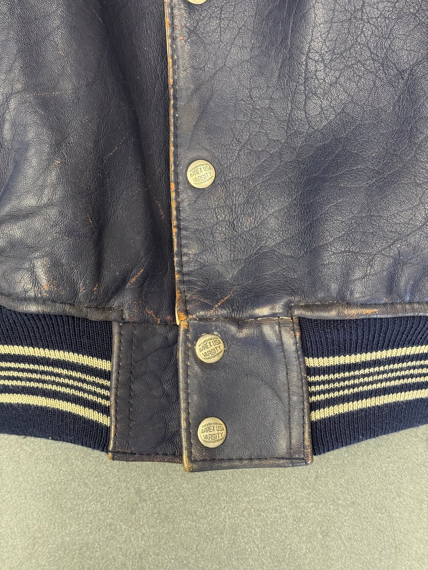 VINTAGE AVIREX MIDNIGHT SUN LEAGUE LEATHER VARSITY JACKET