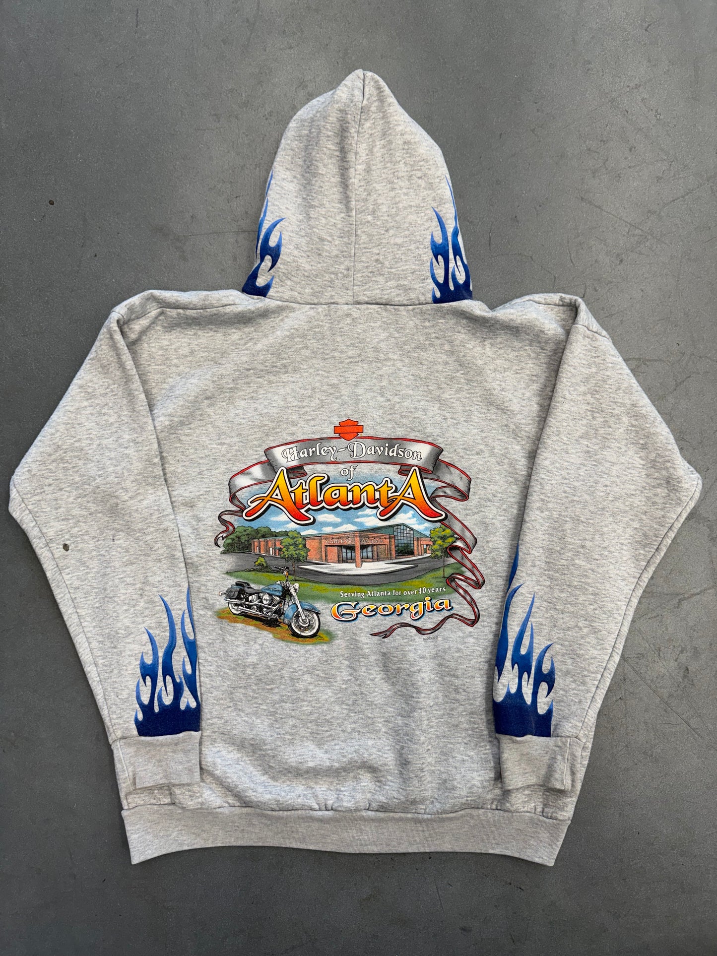 2005 HARLEY-DAVIDSON ATLANTA, GA BLUE FLAME FULL-ZIP HOODIE