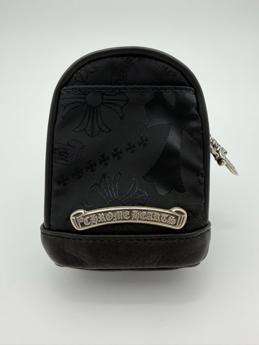 CHROME HEARTS STENCIL MULTI-MOTIF NYLON WRIST BACKPACK BRACELET WITH GUNSLINGER BUCKLE STRAP