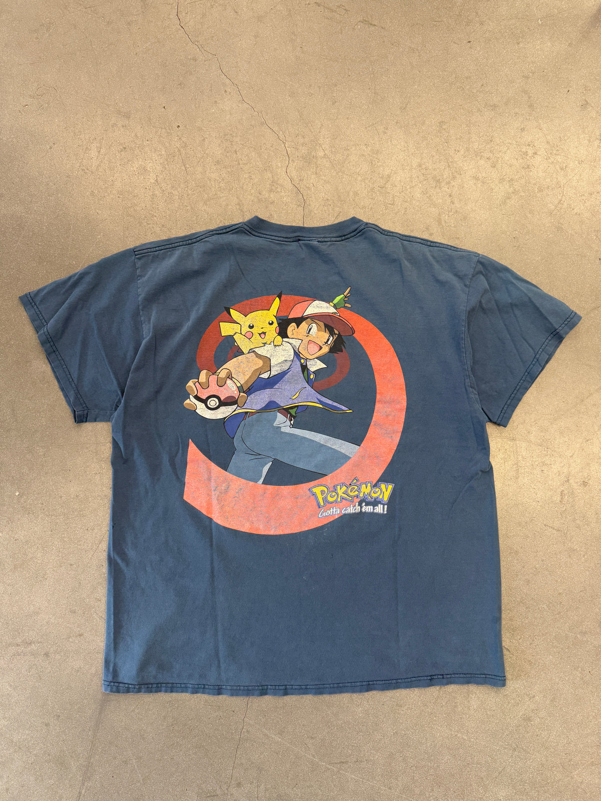 90'S POKEMON ASH & PIKACHU FADED TEE (POKEMON TAG)