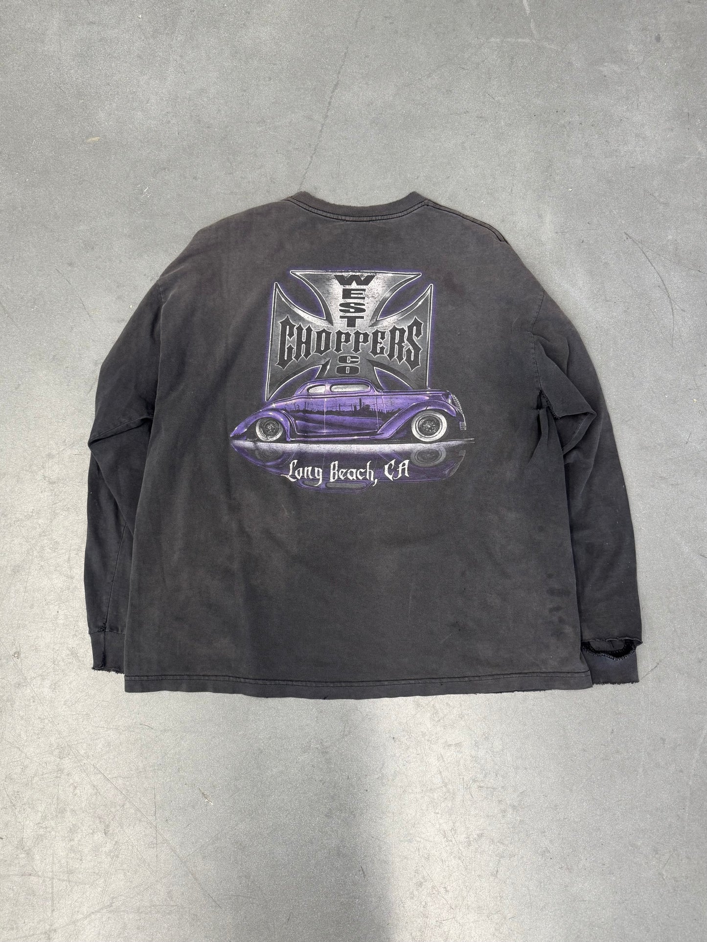 00'S WEST COAST CHOPPERS "CHOPPERS FOR LIFE" SPELLOUT LS DISTRESSED TEE (JESSE WHO TAG)