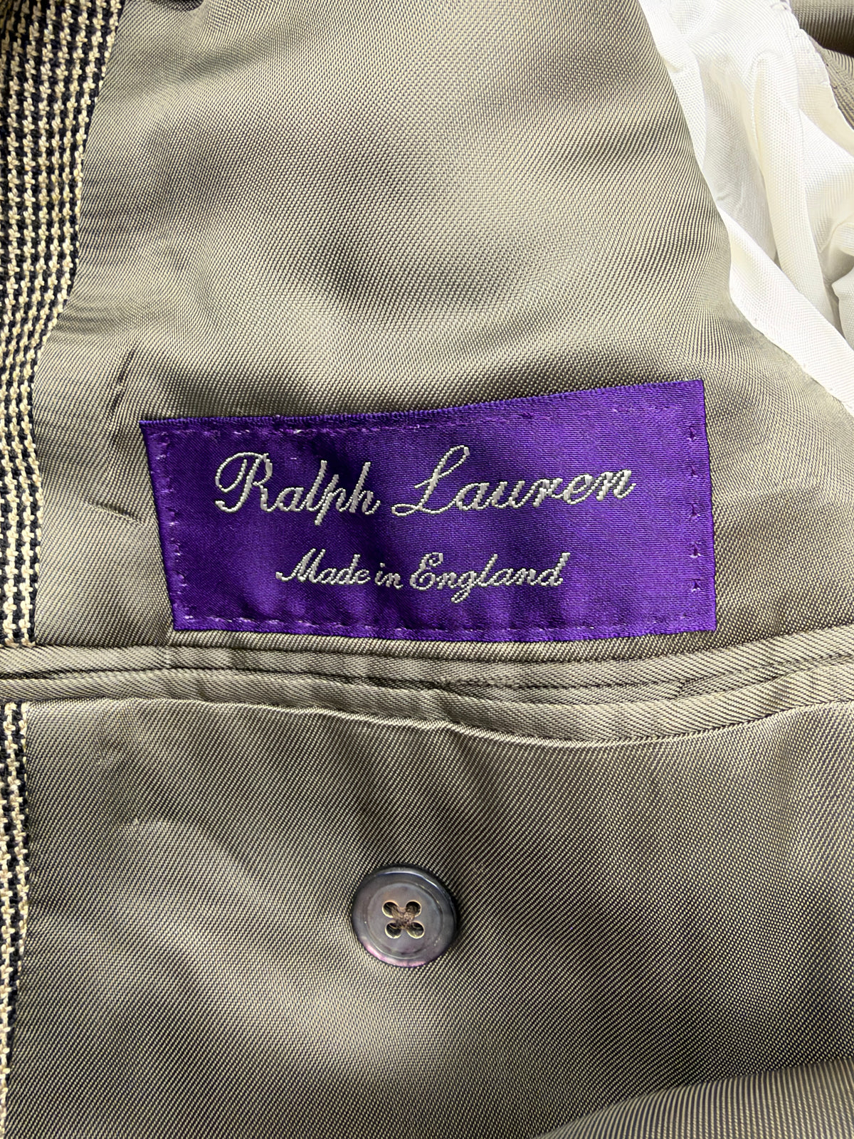 RALPH LAUREN PURPLE LABEL 50% CASHMERE 50% SILK HOUNDSTOOTH BLAZER