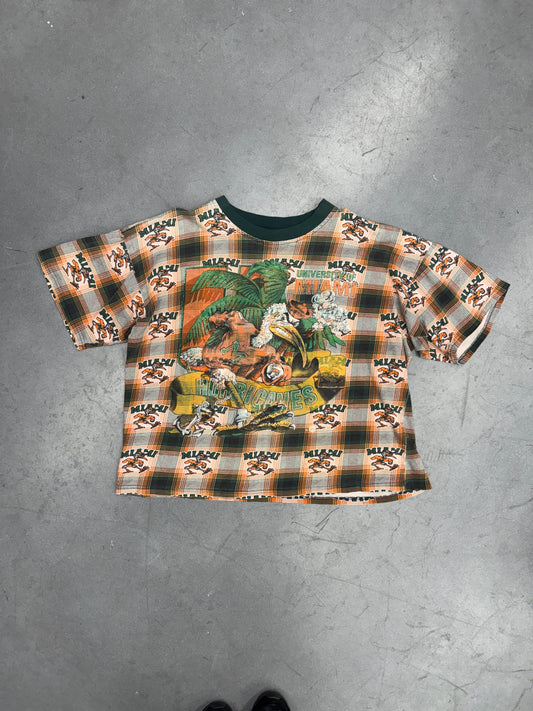 90'S UNIVERSITY OF MIAMI PLAID AOP TEE (WHITE TAG)